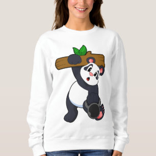 Panda mit Holz bei Krafttraining Sweatshirt