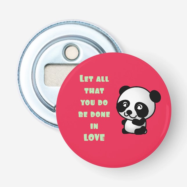 Panda mit inspirierendem Zitat zur Liebe Flaschenöffner (Vorderseite)