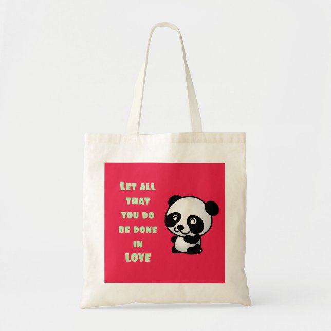 Panda mit inspirierendem Zitat zur Liebe Tragetasche (Vorne)