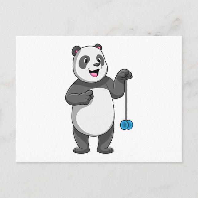 Panda mit Jo-Jo Postkarte (Vorderseite)
