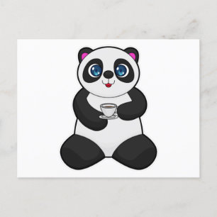 Panda mit Kaffee-Cup Postkarte