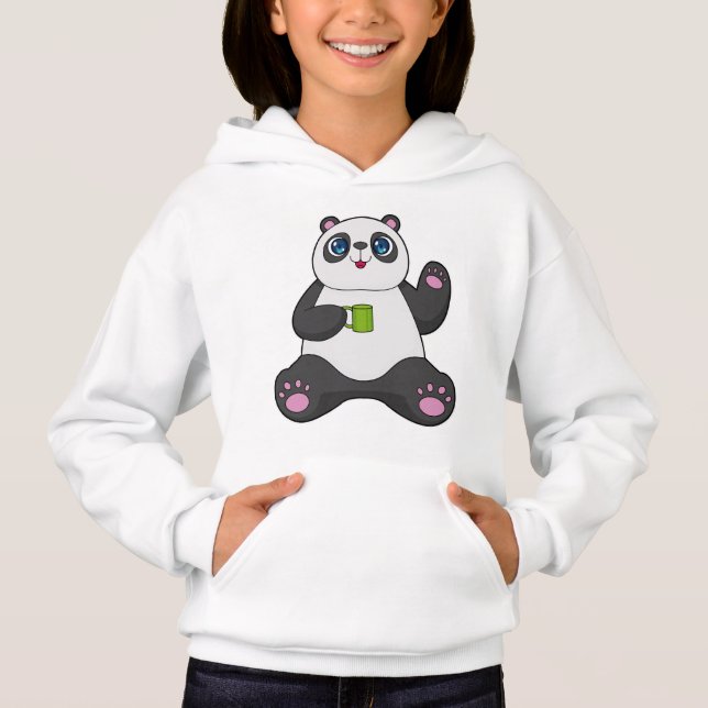 Panda mit Kaffee-Tasse Hoodie (Vorderseite)