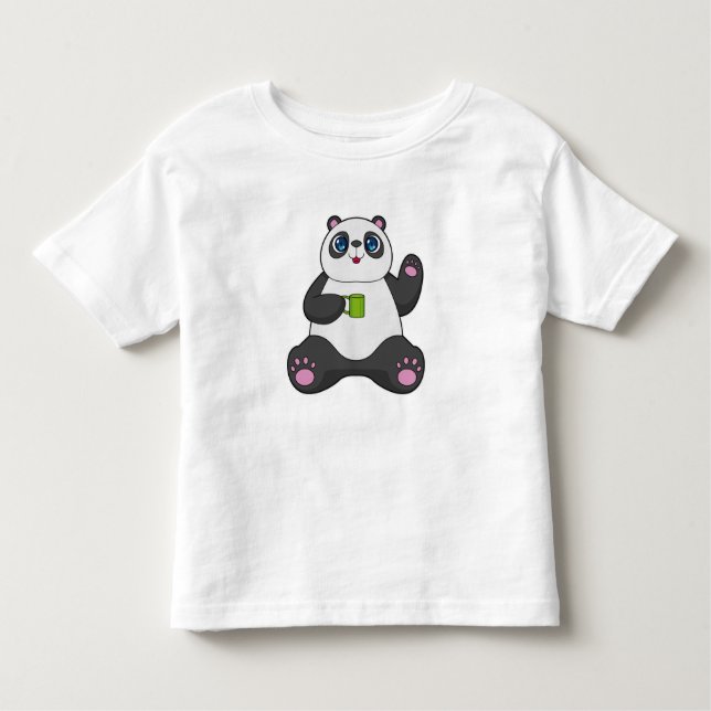 Panda mit Kaffee-Tasse Kleinkind T-shirt (Vorderseite)