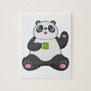 Panda mit Kaffee-Tasse Puzzle