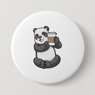 Panda mit Kaffee zum Mitnehmen Button