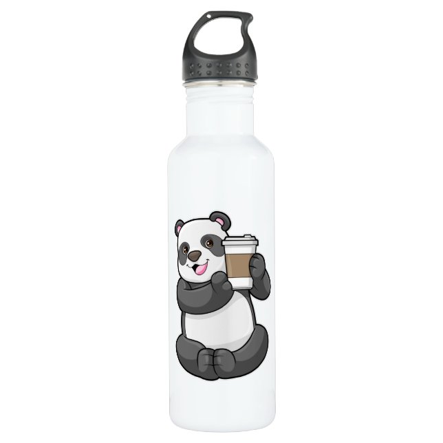 Panda mit Kaffee zum Mitnehmen Edelstahlflasche (Vorderseite)