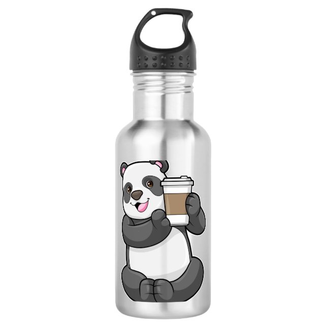 Panda mit Kaffee zum Mitnehmen Edelstahlflasche (Vorderseite)