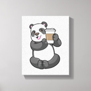 Panda mit Kaffee zum Mitnehmen Leinwanddruck