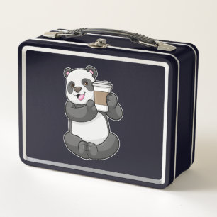 Panda mit Kaffee zum Mitnehmen Metall Brotdose