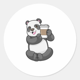 Panda mit Kaffee zum Mitnehmen Runder Aufkleber