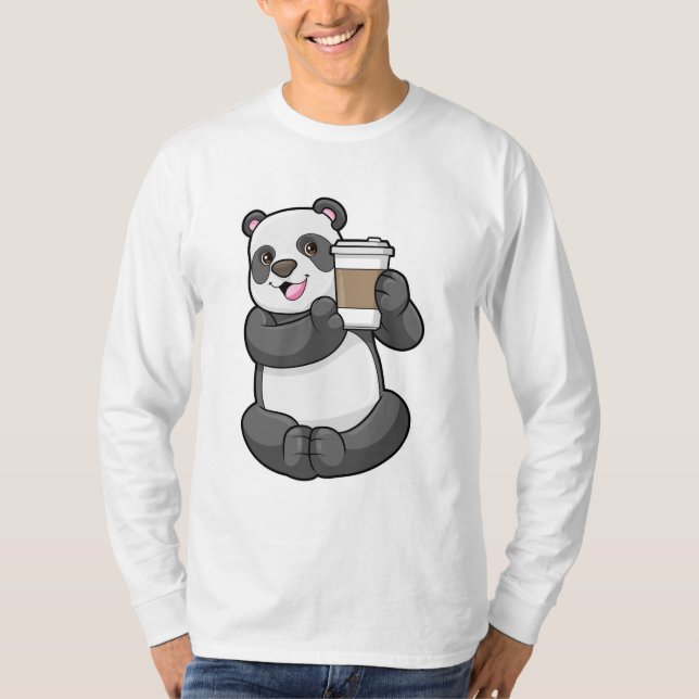 Panda mit Kaffee zum Mitnehmen T-Shirt (Vorderseite)