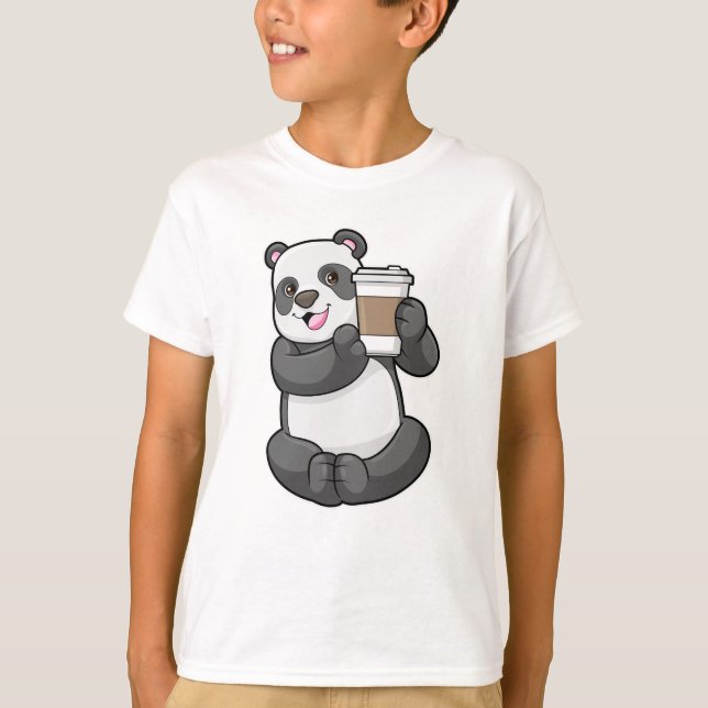 Panda mit Kaffee zum Mitnehmen T-Shirt (Vorderseite)