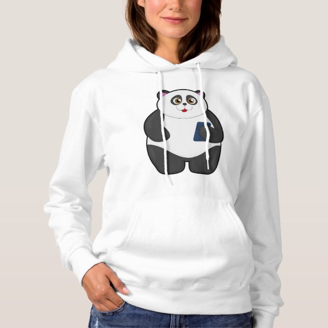 Panda mit Mobiltelefon Hoodie (Vorderseite)