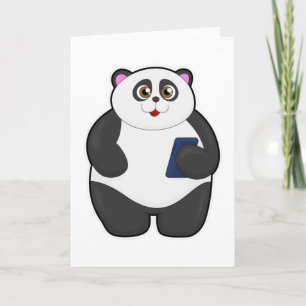 Panda mit Mobiltelefon Karte
