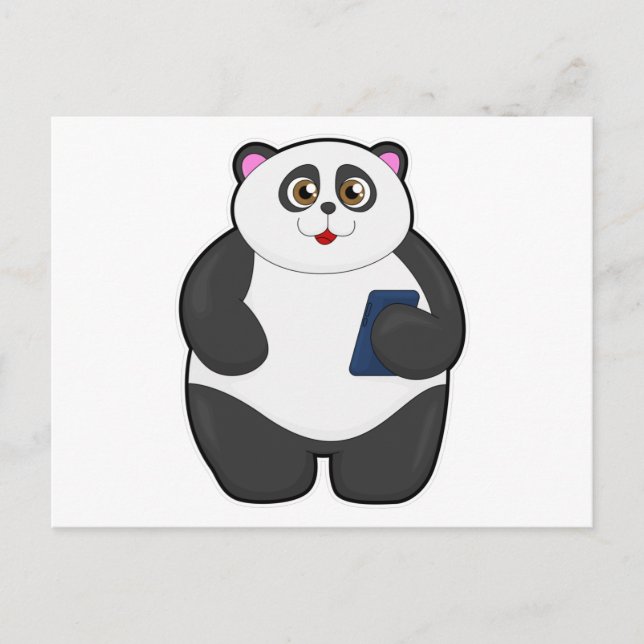 Panda mit Mobiltelefon Postkarte (Vorderseite)