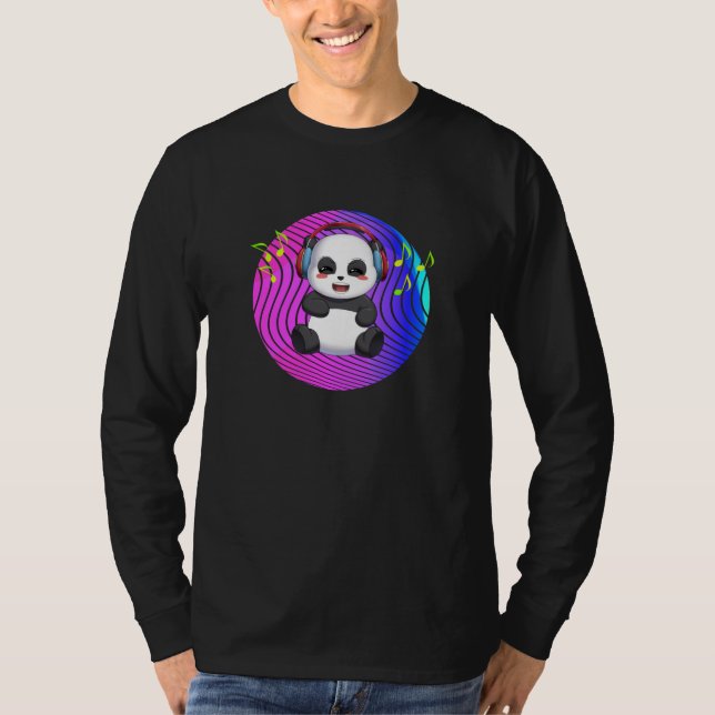 Panda mit Musik-Kopfhörer DJ T-Shirt (Vorderseite)