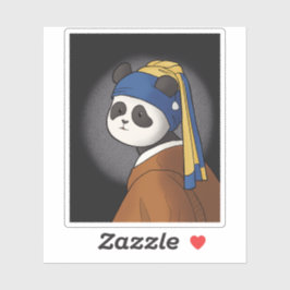 Panda mit Pearl Earring Vermeer Funny Aufkleber
