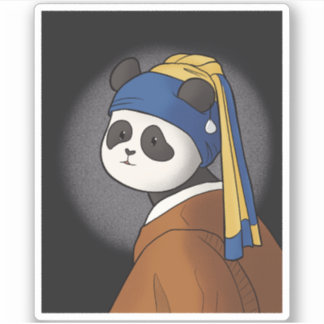 Panda mit Pearl Earring Vermeer Funny Aufkleber