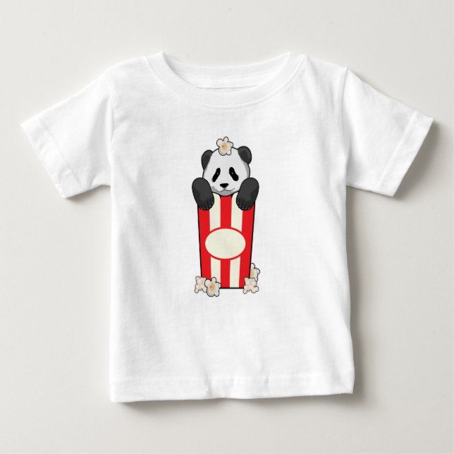 Panda mit Popcorn Baby T-shirt (Vorderseite)
