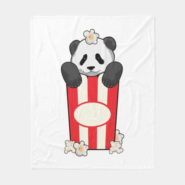 Panda mit Popcorn Fleecedecke (Vorderseite)
