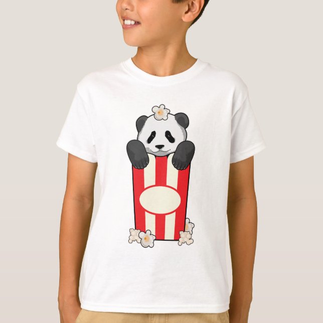 Panda mit Popcorn T-Shirt (Vorderseite)