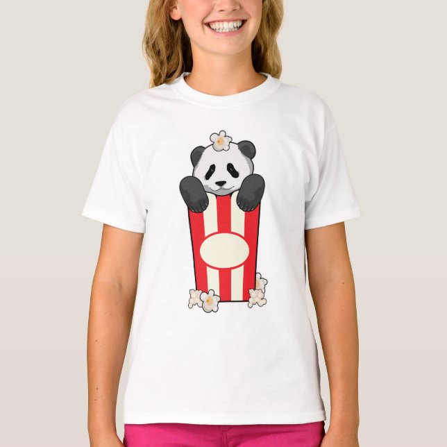 Panda mit Popcorn T-Shirt (Vorderseite)