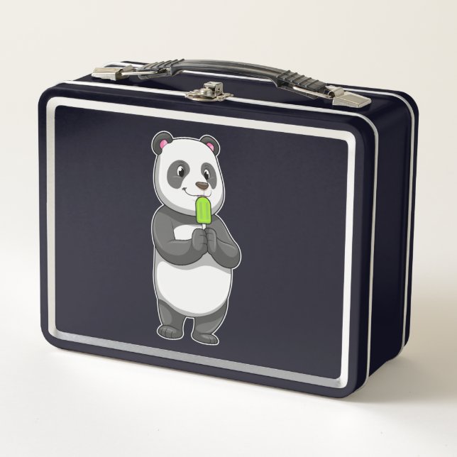 Panda mit Popsikel Metall Brotdose (Vorderseite)