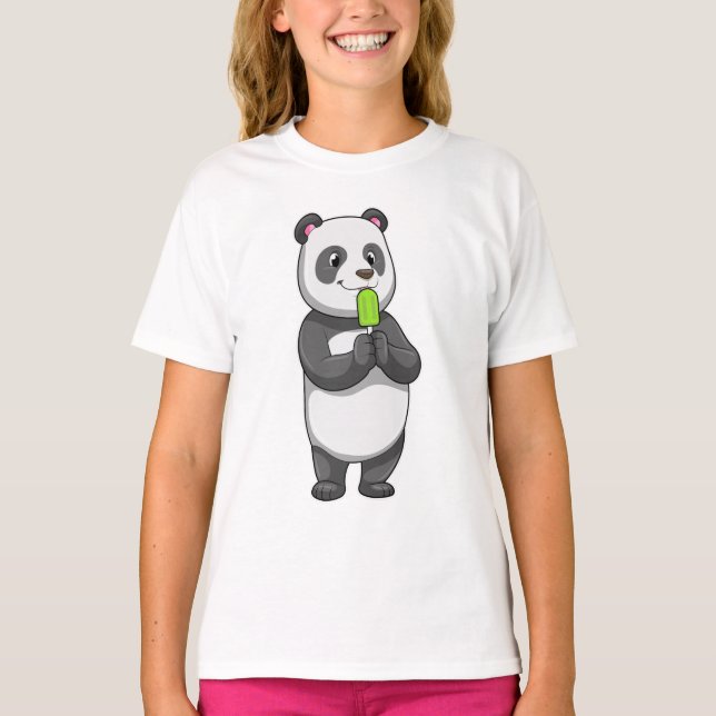Panda mit Popsikel T-Shirt (Vorderseite)