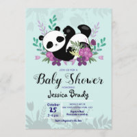 Panda mit Purple Flowers Babydusche
