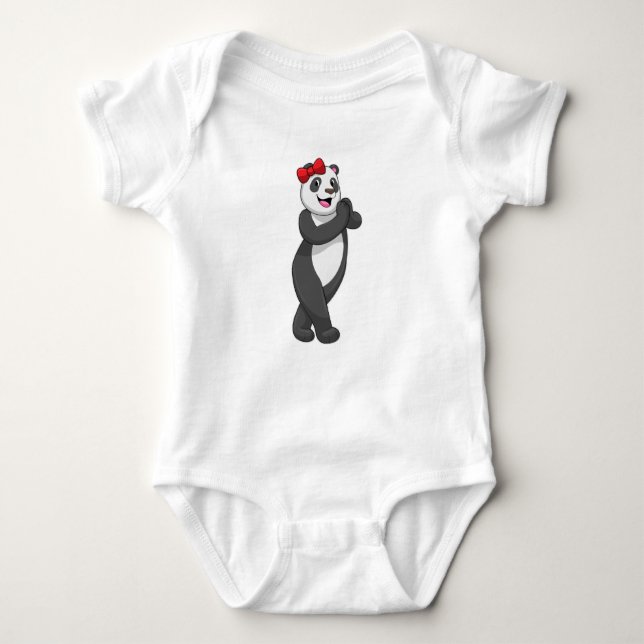 Panda mit Ribbon Baby Strampler (Vorderseite)