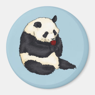 Panda mit roter Teetasse Magnet