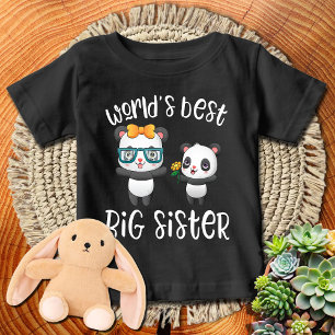 Panda mit Schleife + Blumen   Weltbeste große Schw Baby T-shirt