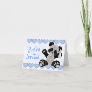 Panda mit Schnuller Blue Baby Dusche Einladung
