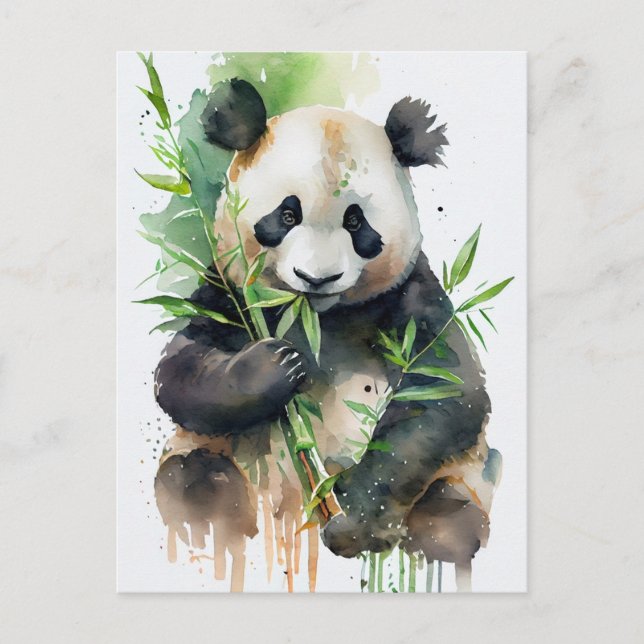 Panda mit schwarz-weißem Fell. Postkarte (Vorderseite)