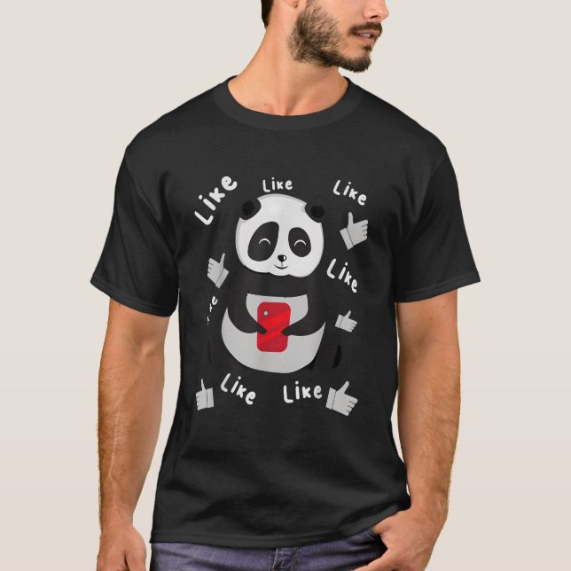 Panda mit Smartphone T-Shirt (Vorderseite)
