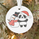 Panda mit Snowman im Winter für Weihnachtsbaum Ornament<br><div class="desc">Panda with snowman in winter for Christmas - a snowman for winter and Christmas. A winter greeting in the cold season for the holidays. Christmas panda with snowman.</div>