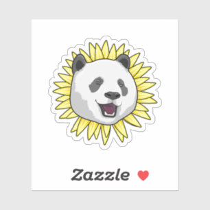 Panda mit Sonnenblume Aufkleber