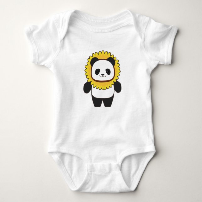 Panda mit Sonnenblume Baby Strampler (Vorderseite)