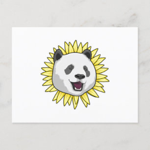 Panda mit Sonnenblume Postkarte