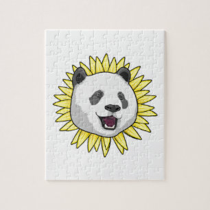 Panda mit Sonnenblume Puzzle