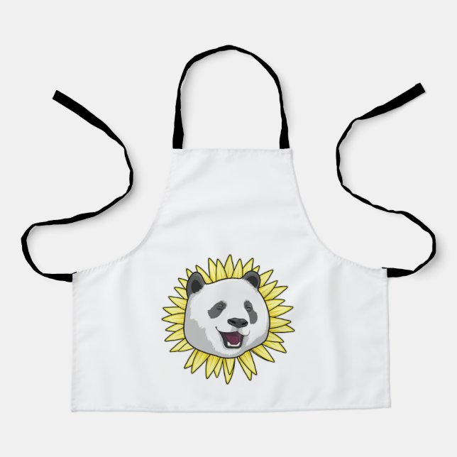 Panda mit Sonnenblume Schürze (Vorderseite)