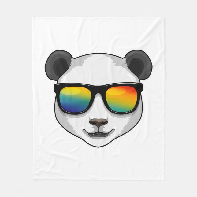 Panda mit Sonnenbrille Fleecedecke (Vorderseite)