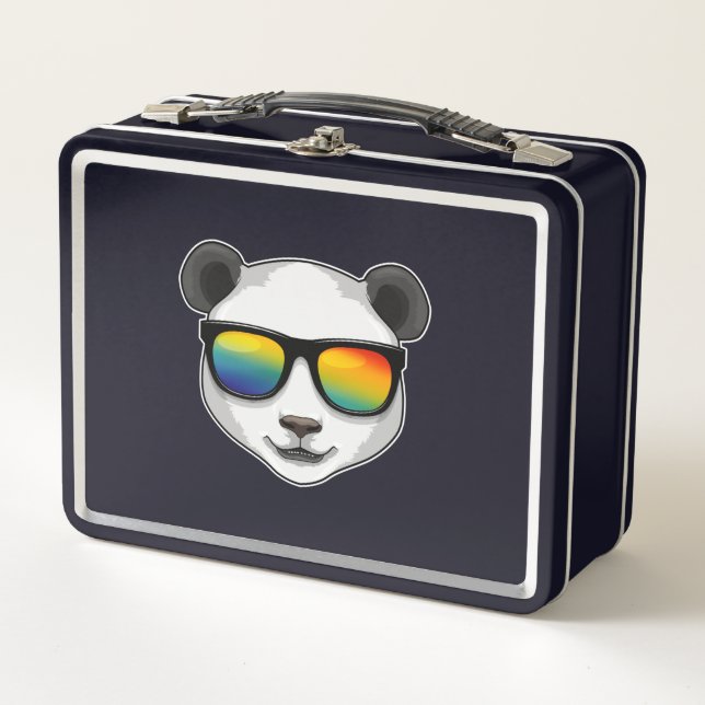 Panda mit Sonnenbrille Metall Brotdose (Vorderseite)