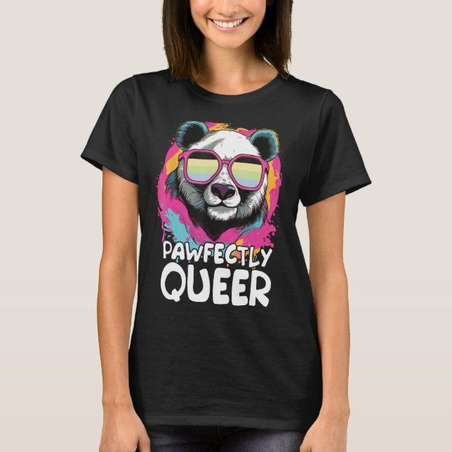 Panda mit Sonnenbrille, perfekt Que T-Shirt (Vorderseite)