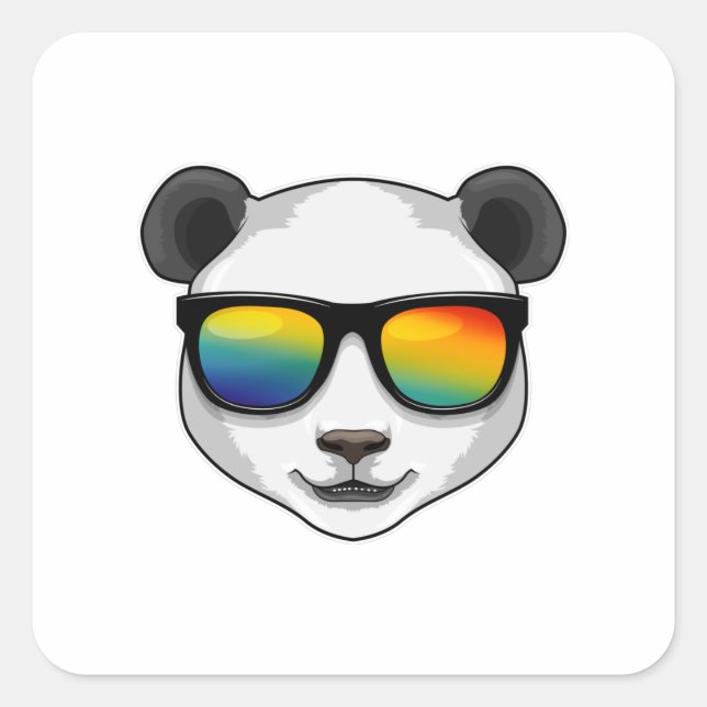 Panda mit Sonnenbrille Quadratischer Aufkleber (Vorderseite)