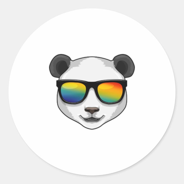 Panda mit Sonnenbrille Runder Aufkleber (Vorderseite)