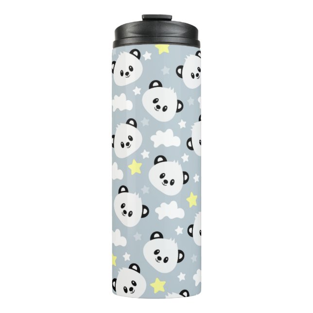 Panda mit Sternen und Wolken Thermosbecher (Vorderseite)