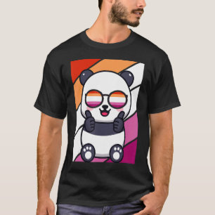 Panda mit stolzer Lesben-Flagge LGBTQ stolz Allied T-Shirt