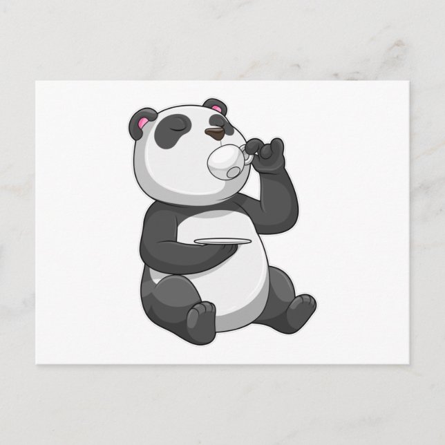 Panda mit Teecup Postkarte (Vorderseite)