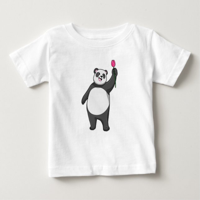Panda mit Tulip Baby T-shirt (Vorderseite)